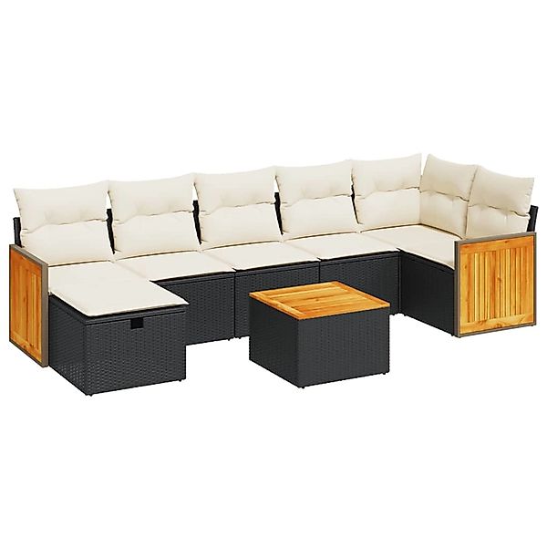 vidaXL 8-Tlg Garten-Sofagarnitur mit Kissen Schwarz Poly Rattan 3326046 günstig online kaufen