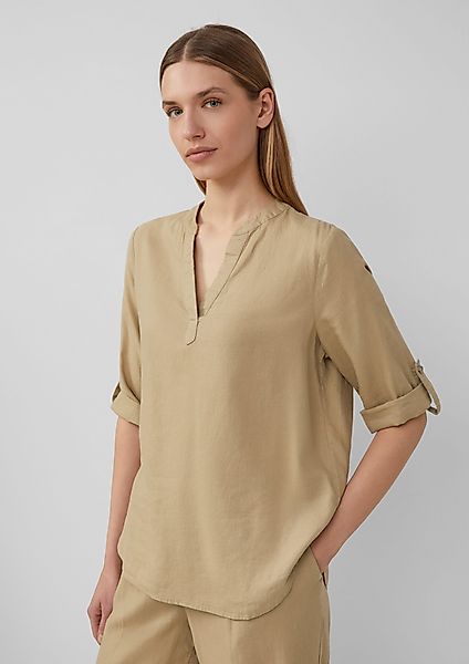 s.Oliver Langarmbluse Leinenmix-Bluse mit Turn-up Raffung günstig online kaufen