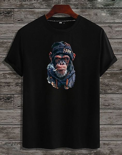 RMK T-Shirt T-Shirt Herren T-Shirt Basic Rundhals Affe Smoke Zigarette Cool günstig online kaufen