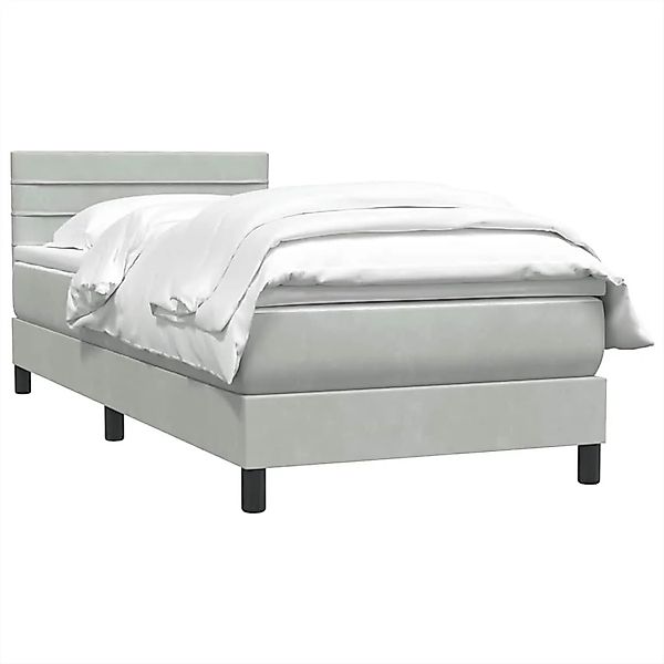 vidaXL Boxspringbett mit Matratze Hellgrau 80x220 cm Samt 3316329 günstig online kaufen
