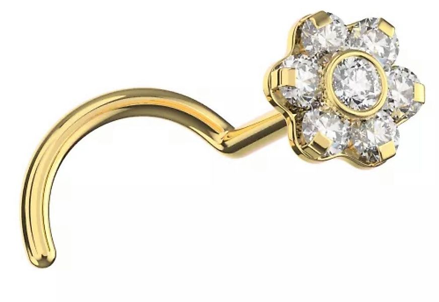 Karisma Schmuck Nasenpiercing Titan G23 Nasenstecker Blume 6 Premium Zirkon günstig online kaufen