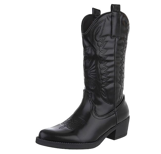 Ital-Design Damen Kniehohe Western-Stiefel mit Stickerei und Blockabsatz We günstig online kaufen