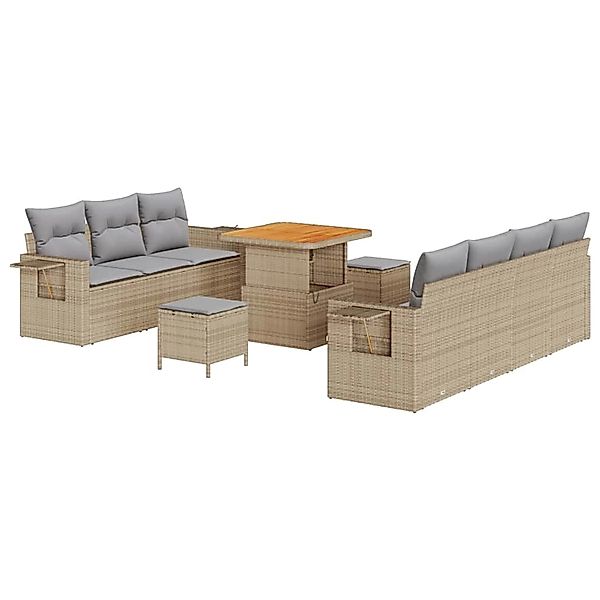 vidaXL Garten-Sofa-Set 10-Tlg Beige Poly Rattan 3361707 günstig online kaufen