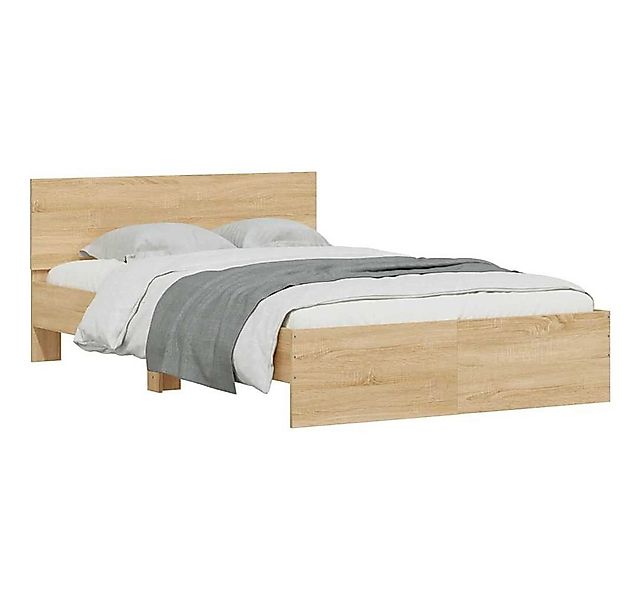 vidaXL Bett Bettgestell mit Kopfteil LED-Beleuchtung Sonoma-Eiche 140x200cm günstig online kaufen