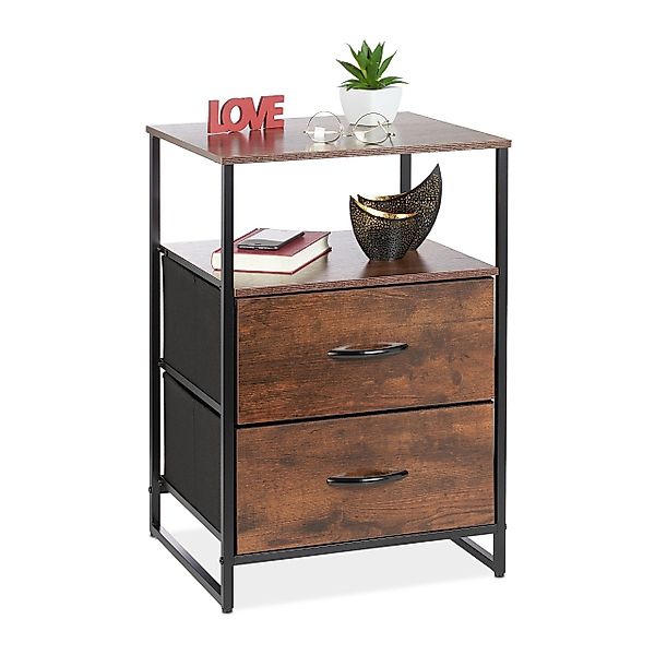 relaxdays Nachttisch Industrial mit 2 Schublade günstig online kaufen