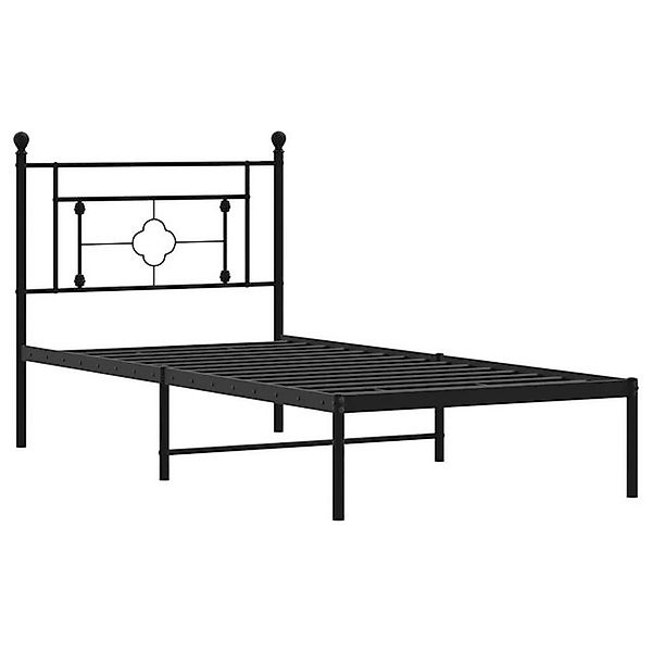 vidaXL Bettgestell Bettgestell mit Kopfteil Metall Schwarz 90x200 cm Bett B günstig online kaufen