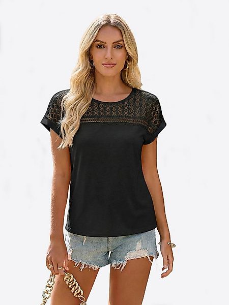 Imily Bela T-Shirt Damen Freizeit Bluse mit Spitze (Packung, 1-tlg., 1per-P günstig online kaufen