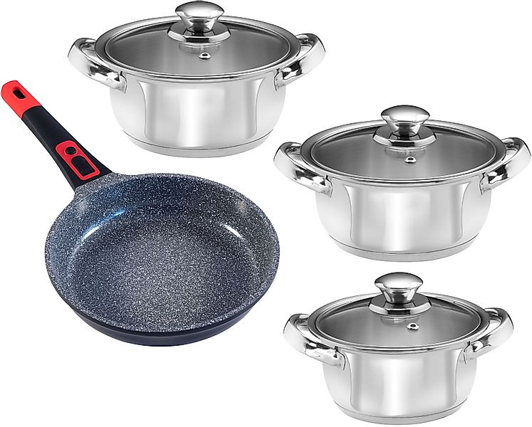 KING Topf-Set »EDELSTAHL«, Edelstahl, (Set, 7 tlg., 3 Töpfe Ø 16/18/20 cm i günstig online kaufen
