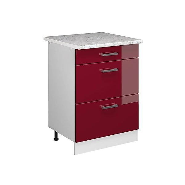 Vicco Küchenunterschrank R-Line Bordeaux Hochglanz/Weiß 60 cm mit Schublade günstig online kaufen