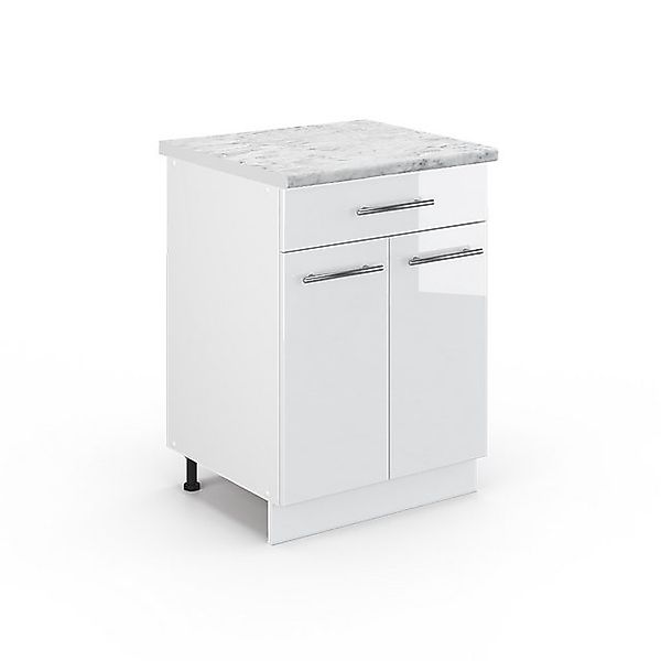 Vicco Küchenunterschrank Fame-Line Weiß Hochglanz/Weiß 60 cm mit Schublade günstig online kaufen