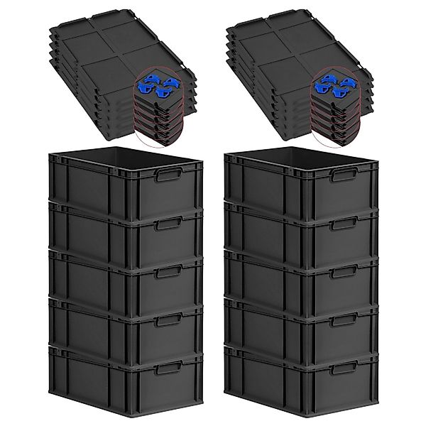 PROREGAL SparSet 10x Eurobox Nextgen Grip Mit Auflagedeckel Und Blauen Vers günstig online kaufen