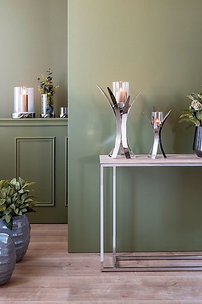 Fink Kerzenleuchter "VIVAS" Teelichthalter inkl. Glas, vernickelt günstig online kaufen