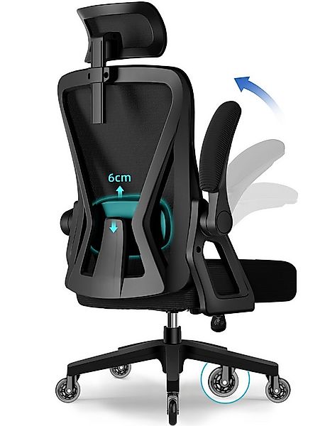 Adormii Bürostuhl Ergonomischer Bürostuhl mit klappbaren Armlehnen und Rück günstig online kaufen