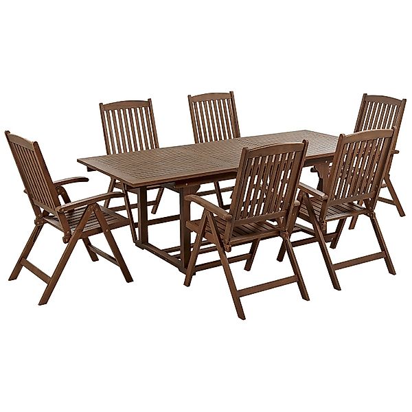 Beliani Gartentisch Set AMANTEA Dunkler Holzfarbton günstig online kaufen