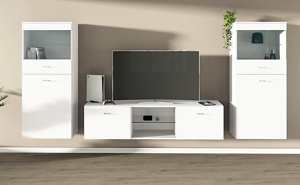borchardt Möbel Wohnwand "Scala, moderne Mediawand mit Vitrinen und Lowboar günstig online kaufen