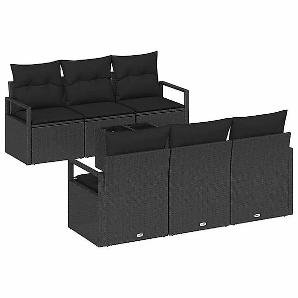 vidaXL Gartensofa-set mit Kissen 7-Tlg Schwarz Poly-Rattan 3354942 günstig online kaufen