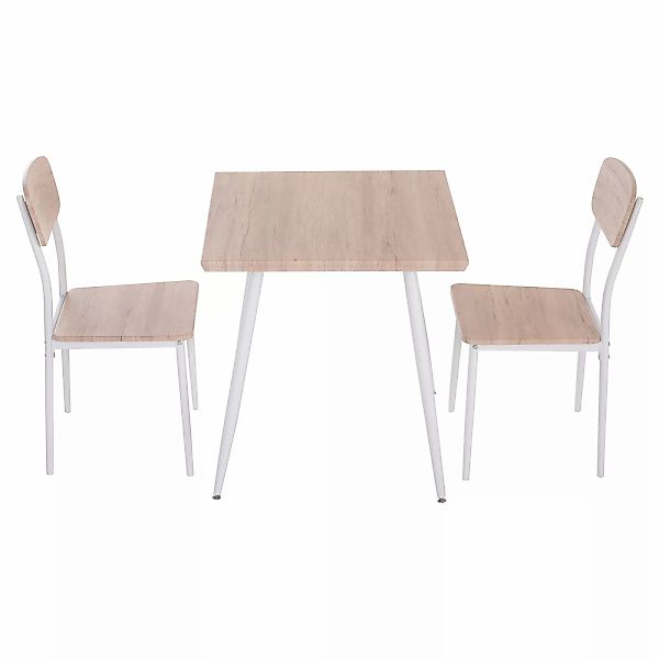 HOMCOM 3-teilige Essgruppe Sitzgruppe Esstisch Set MDF + Metall Naturholzma günstig online kaufen