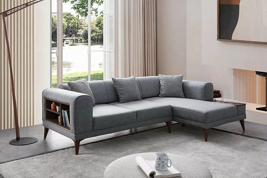 JVmoebel Ecksofa Graues Wohnzimmer L-Form Sofa Polster Ecksofa Couch, 2 Tei günstig online kaufen