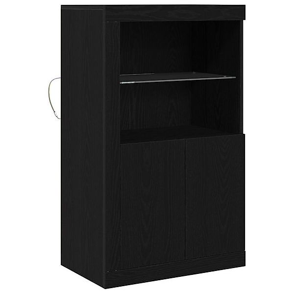 vidaXL Fächerschrank Sideboard mit LED-Leuchten Schwarz Eiche 60,5x37x100 c günstig online kaufen