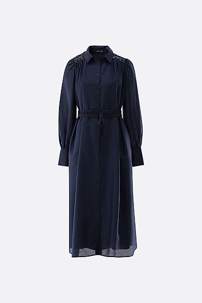 Midi-Hemdblusenkleid mit Leinen und Tencel günstig online kaufen