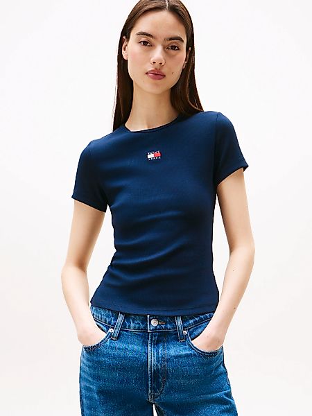 Tommy Jeans Kurzarmshirt "TJW SLIM BADGE RIB TEE" mit gerippter Struktur günstig online kaufen