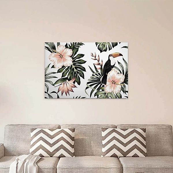 A.S. Création Leinwandbild "Toucan", Blumen, (1 St.), Palmenblätter Hibisku günstig online kaufen