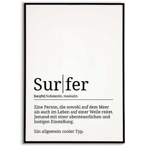 Tigerlino Poster Surfer Definition Wandbild Surfen günstig online kaufen