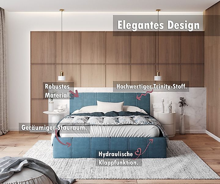 thematys Polsterbett Bett aus Velours Stauraumbett - TOPSELLER - MADE IN EU günstig online kaufen