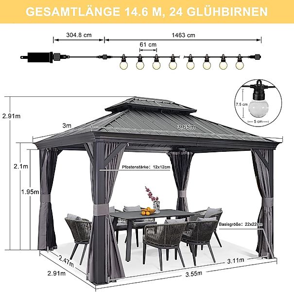 PURPLE LEAF Pergola Hardtop Alu Pavillon günstig online kaufen