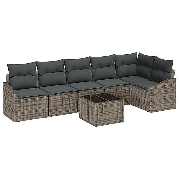 vidaXL Loungesofa 6-tlg. Garten-Sofagarnitur mit Kissen Schwarz Poly Rattan günstig online kaufen