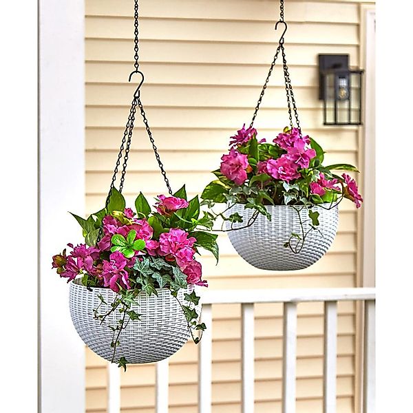 HTI-Living Blumenampel Blumenampel Nessa Rattanoptik Weiß günstig online kaufen