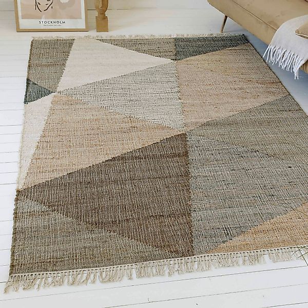 my home Teppich »Stevo, mit Fransen«, rechteckig, 4 mm Höhe, handgewebter N günstig online kaufen