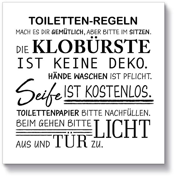 Artland Holzbild Toilettenregeln, Sprüche & Texte günstig online kaufen