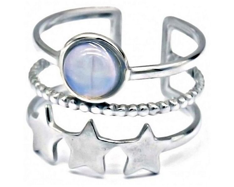 KARMA Fingerring Damenring silber blau Edelstahl mit Sternen verstellbar, R günstig online kaufen