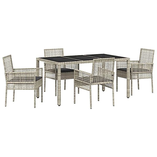 vidaXL Garten Essgruppe 5-Tlg Hellgrau Poly Rattan 3334897 günstig online kaufen