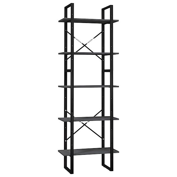 VidaXL Bücherregal 5 Fächer Grau 60x30x175 cm Massivholz Kiefer günstig online kaufen