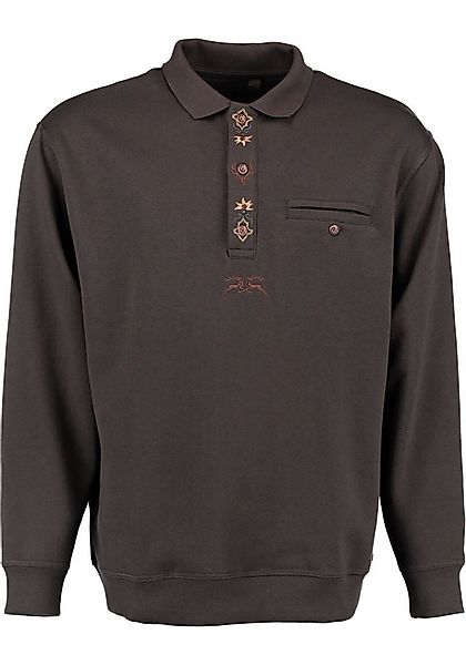 OS Trachten Sweatshirt Shuro Jagdsweatshirt mit Stickereien auf der Knopfle günstig online kaufen
