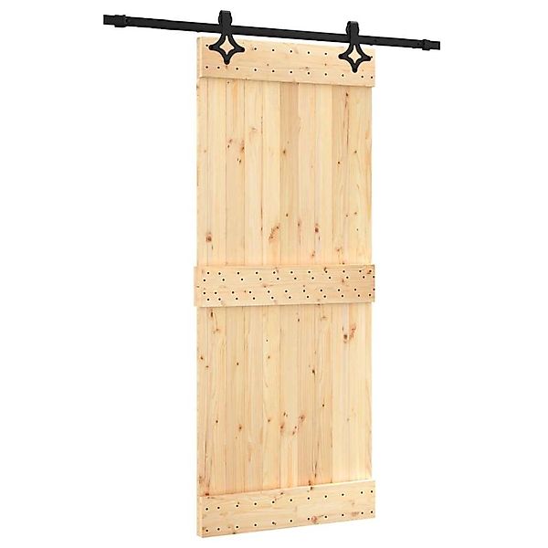 vidaXL Schiebetür mit Beschlag 85x210 cm Massivholz Kiefer 3203126 günstig online kaufen