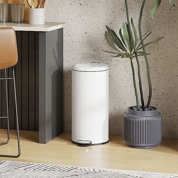 HOMCOM Mülleimer 30L Treteimer Kosmetikeimer Abfalleimer mit Deckel und Fuß günstig online kaufen