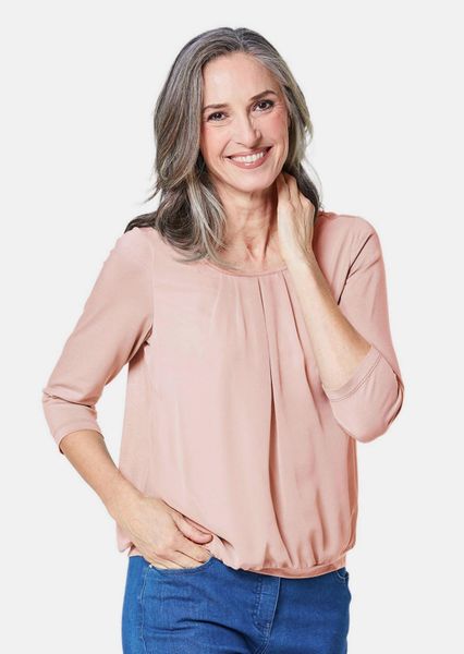 GOLDNER Kurzarmbluse Kurzgröße: Chiffon-Shirt mit 3/4-Arm, günstig online kaufen