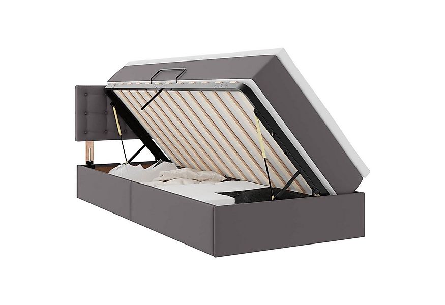 vidaXL Bett Bett mit Stauraum und LED mit LED Grau 90 x 190 cm Kunstleder ( günstig online kaufen