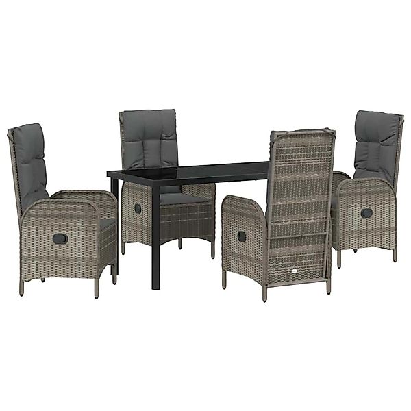 vidaXL Garten Essgruppe mit Kissen 5-Tlg Grau Poly Rattan 3380129 günstig online kaufen