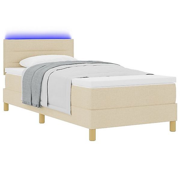 vidaXL Bett Boxspringbett mit Matratze & LED Creme 80x200 cm Stoff (1-tlg) günstig online kaufen