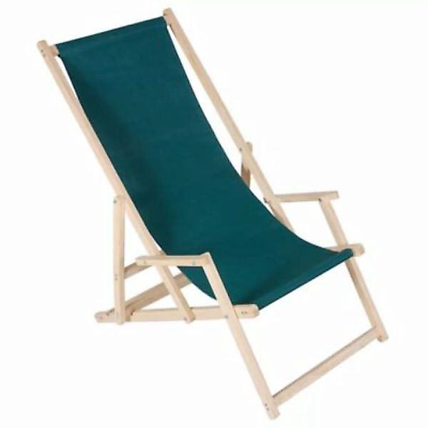 Mucola Strandliege Sonnenliege Liegestuhl aus Holz Klappbar Armlehne Garten günstig online kaufen