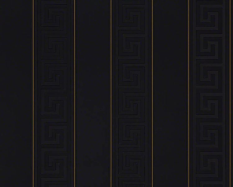 Metallic Mustertapete Versace wallpaper Versace 3 Greek in Metallic Schwarz günstig online kaufen