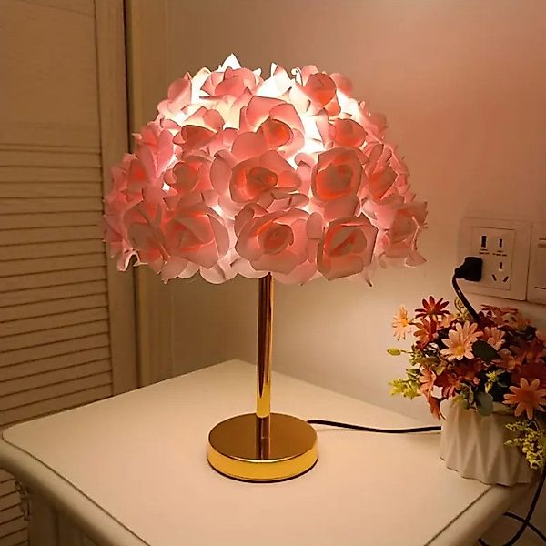 JDONG Nachttischlampe Kreative Blumen Schreibtischlampe,Rosa-Weiß / günstig online kaufen