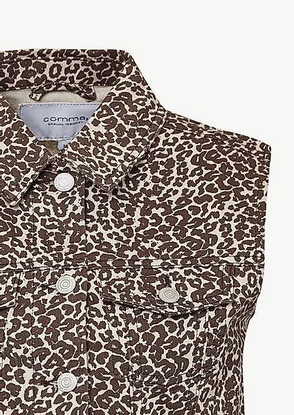comma casual identity Steppweste Denim-Weste im Boxy Fit mit Leo-Muster günstig online kaufen