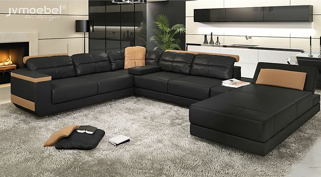JVmoebel Ecksofa Sofas Wohnlandschaft Stoff U-Form Couch Polster Textil Eck günstig online kaufen