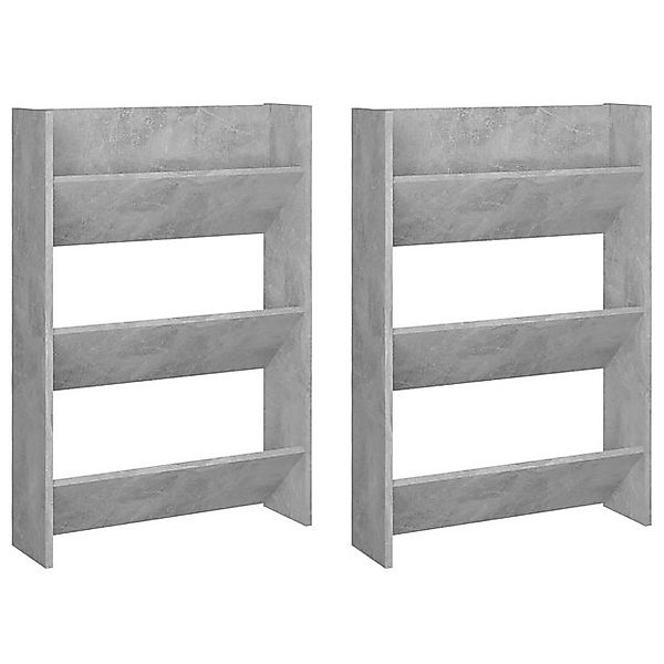 vidaXL Schuhschrank Wand-Schuhschränke 2 Stk Betongrau 60x18x90 cm Spanplat günstig online kaufen