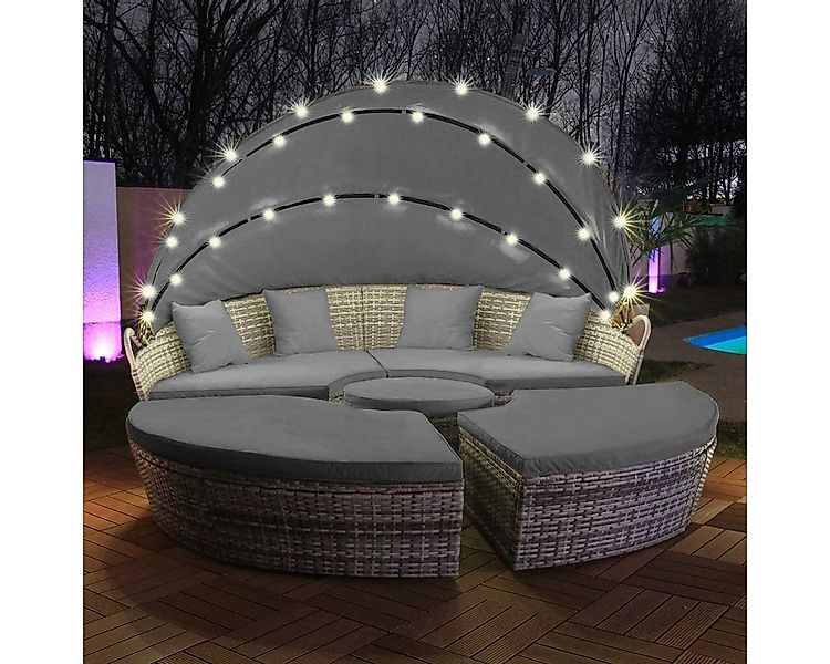 Swing&Harmonie Gartenlounge-Set LED - Sonneninsel Rattan Lounge Polyrattan günstig online kaufen